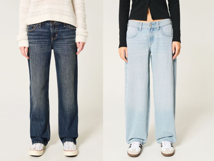two women wearing hollilster jeans