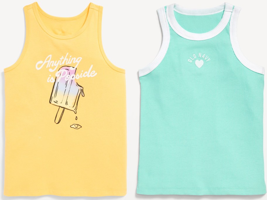 yellow and green girls tank tops 