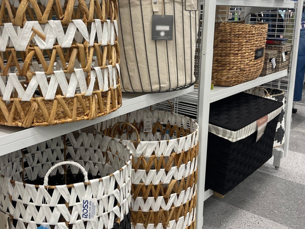 Baskets on display inside Ross dress for less store