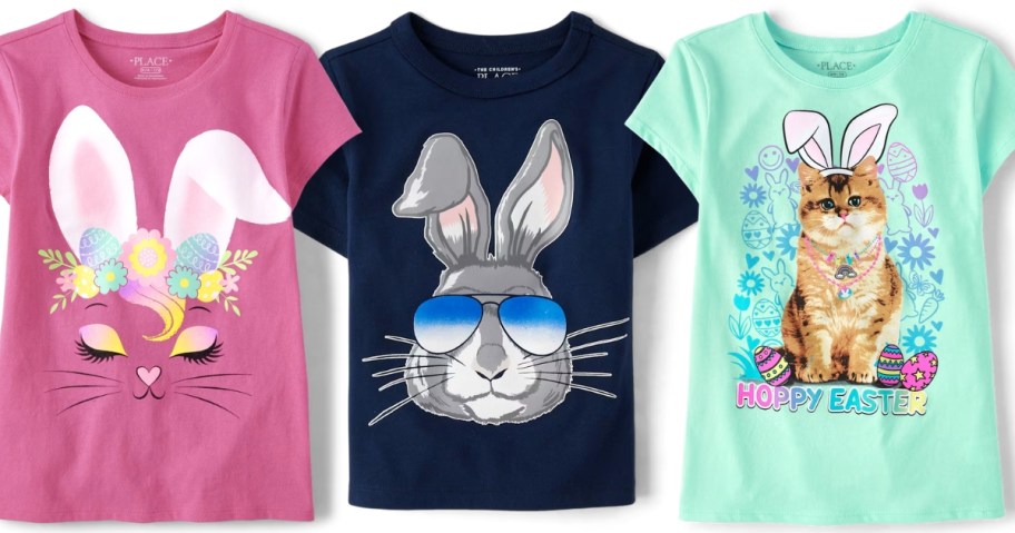 3 kids Easter graphic tees