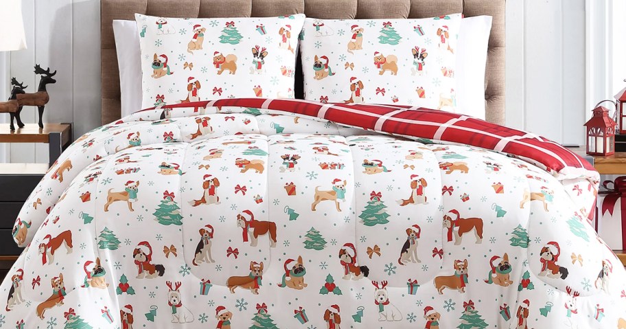 christmas dog print comforter and shams