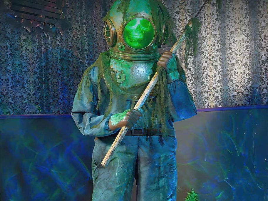 An animatronic diver Halloween decoration