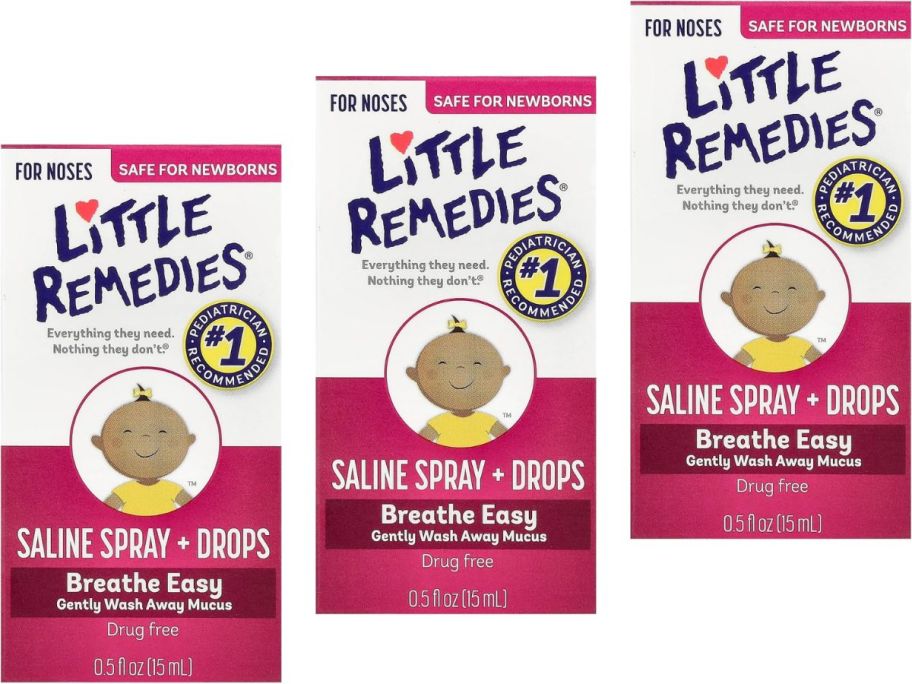 3 boxes of Little Remedies Saline Drops