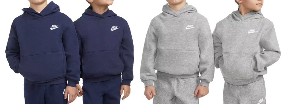kids in navy blue and grey nike hoodies