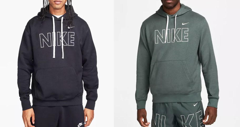 two men in black and green nike hoodie