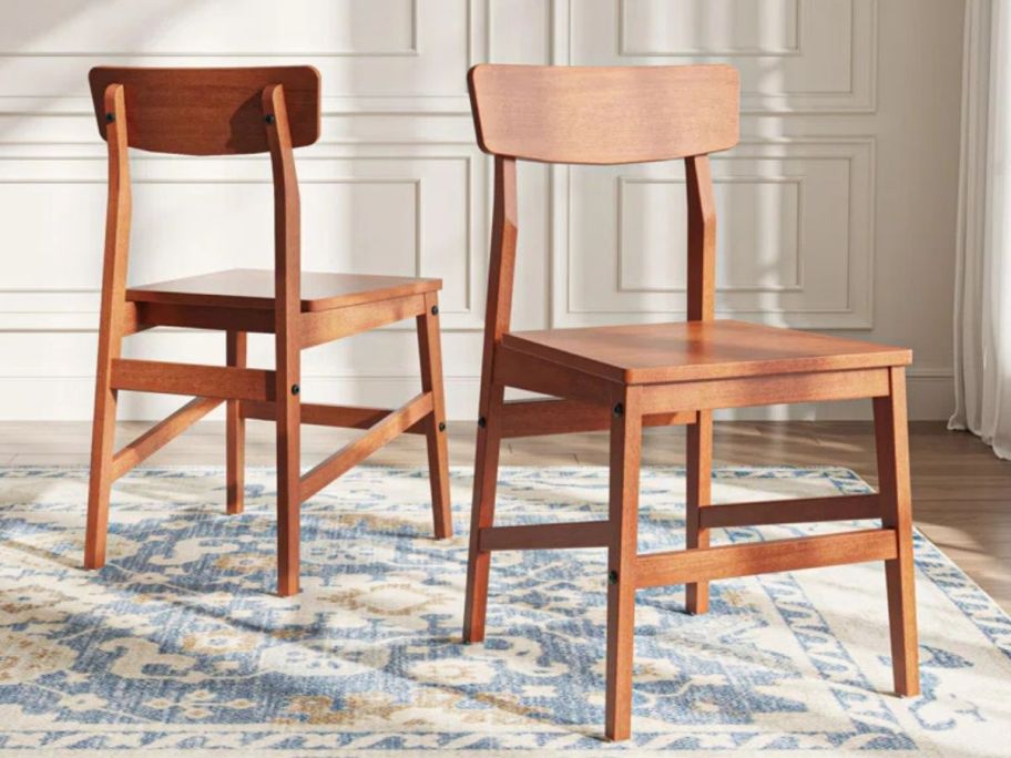 Two George Oliver Solid Wood Dining Chairs