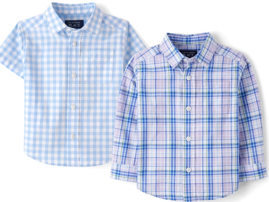 2 boys blue button down dress shirts