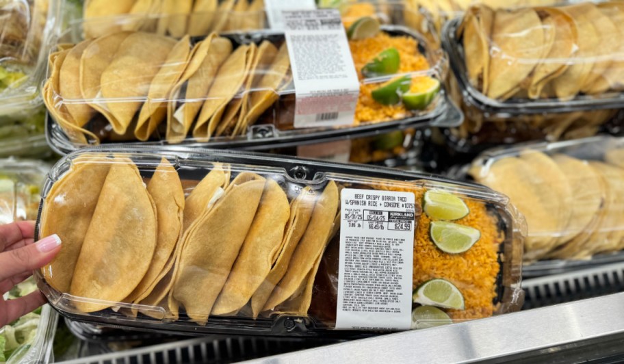 packages of premade birria tacos at Costco