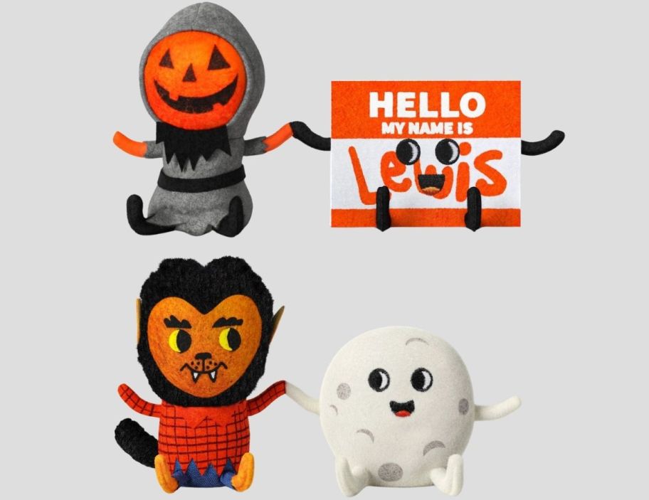 two sets of halloween felt figurine duos in a stock image.