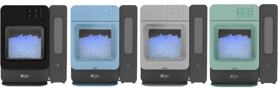 black, blue, gray, and green orgo ice machines