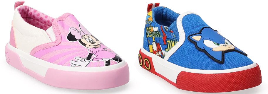 minnie mouse and sonic the hedgehog toddler sneakers