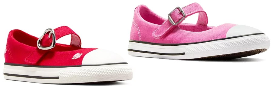 red and pink converse shoes