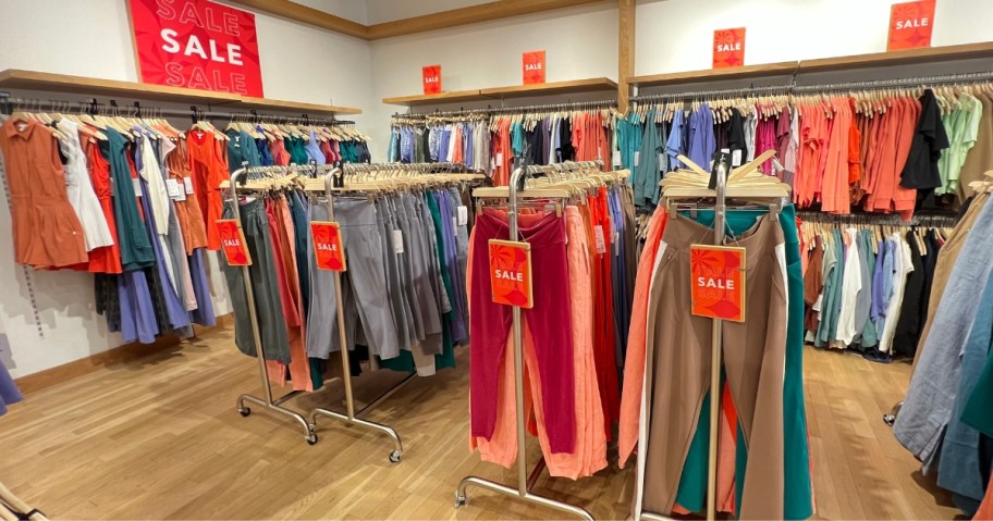 sale section in athleta store