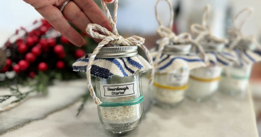 small jar sourdough starter ornament
