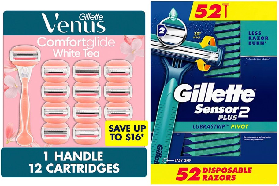 venus and gillette razor boxes with cartridges 