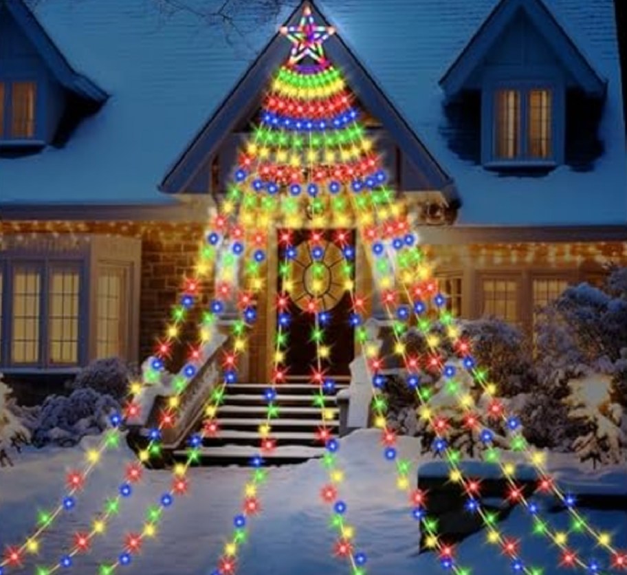 christmas tree string lights on roof