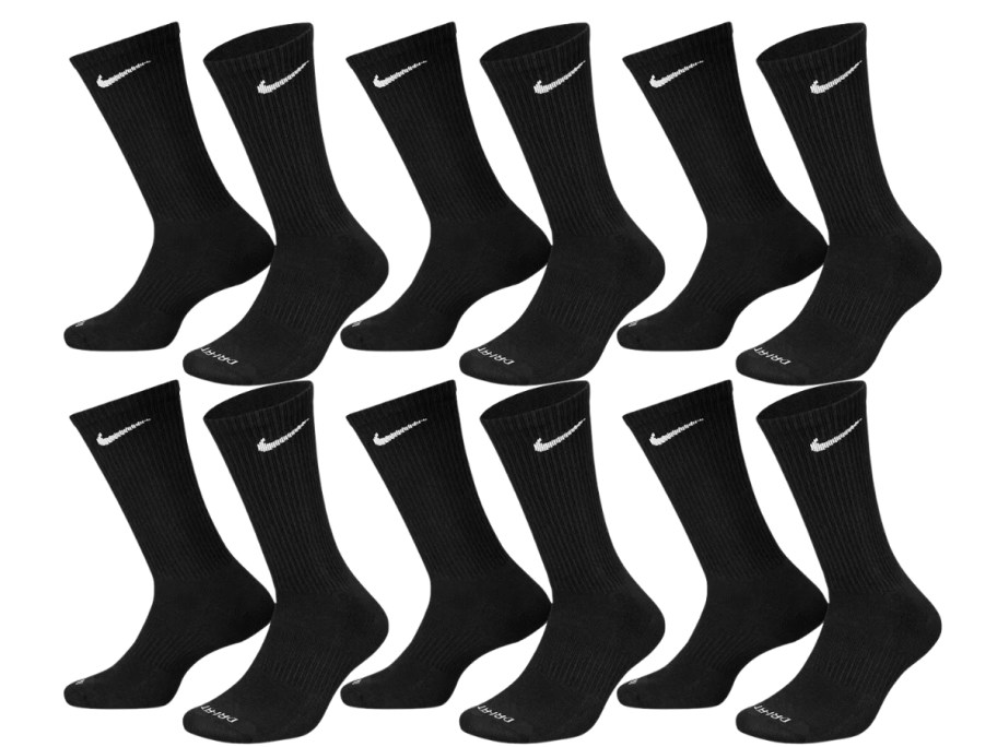 6 pairs of black Nike crew socks