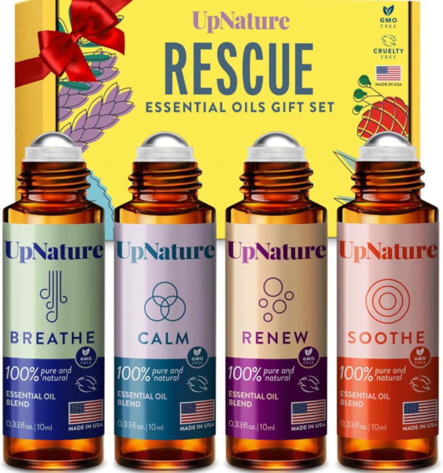 set of essential oils and gift box