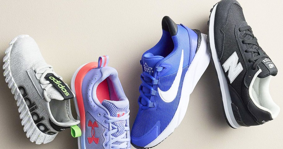 nike, new balance, under armour, and adidas shoes