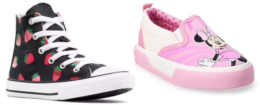 strawberry and minnie mouse print sneakers