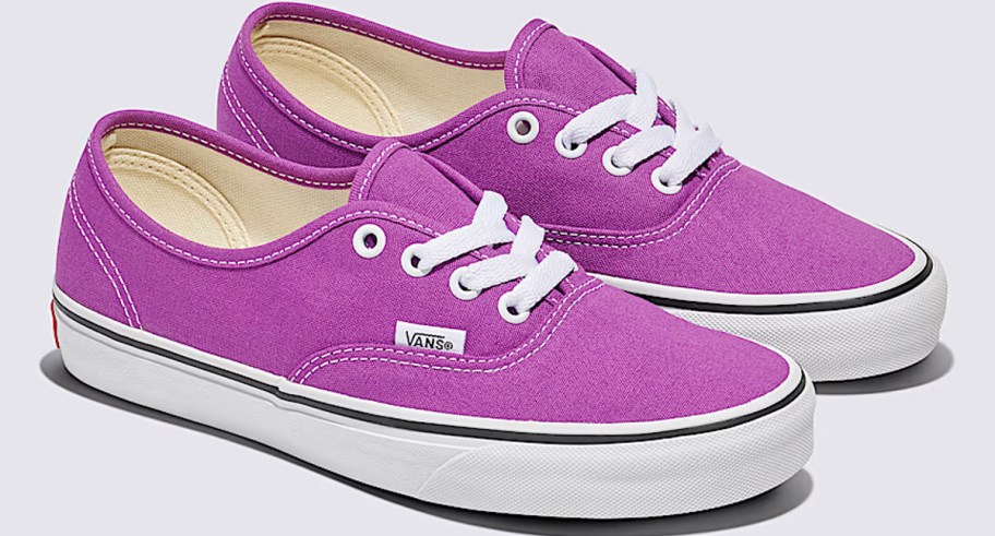 pair of bright purple sneakers