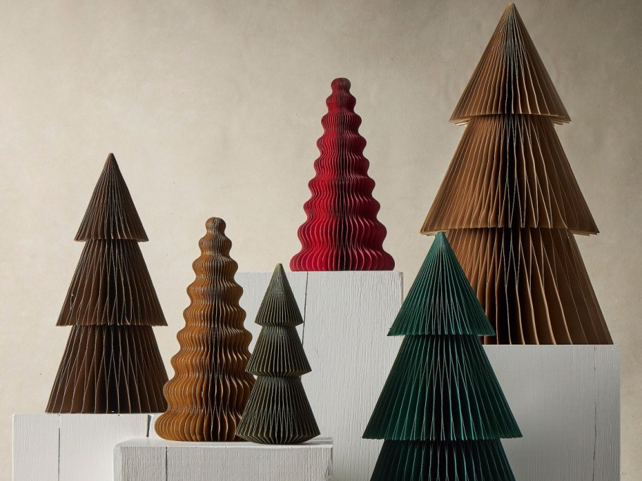 West Elm jewel tone table top decorative paper trees