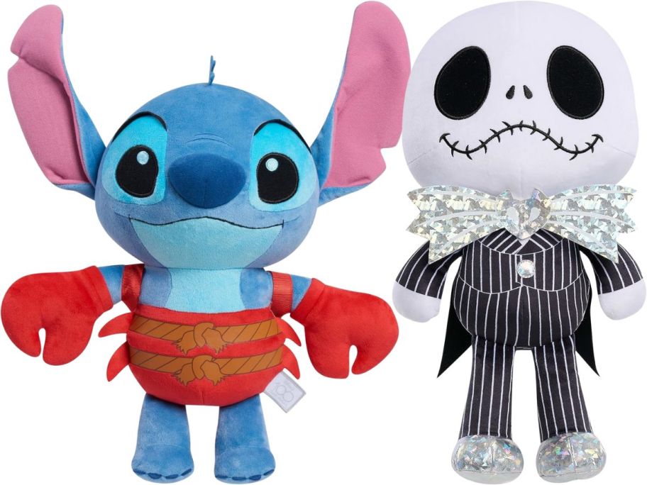 a stitch plush as sebastian plush and a jack skellington plush stock image