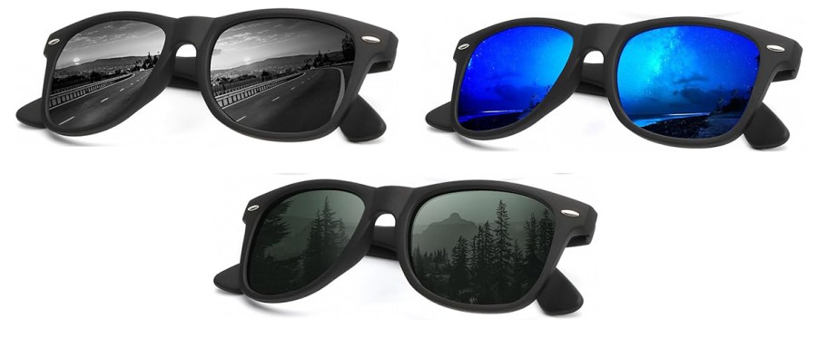 three pairs of sunglasses