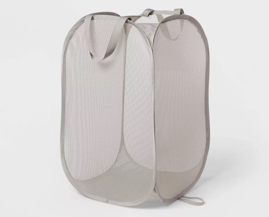stock photo of gray pop up hamper