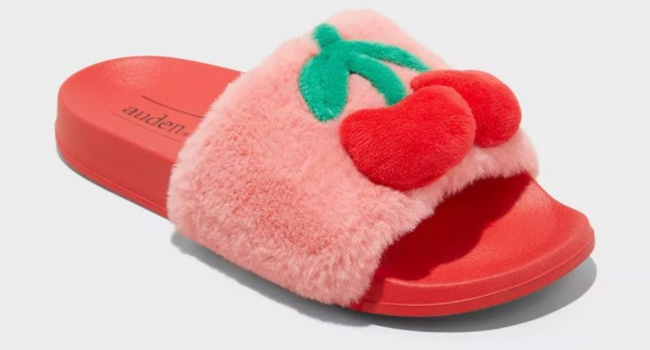 cherry decorated slipper stock image