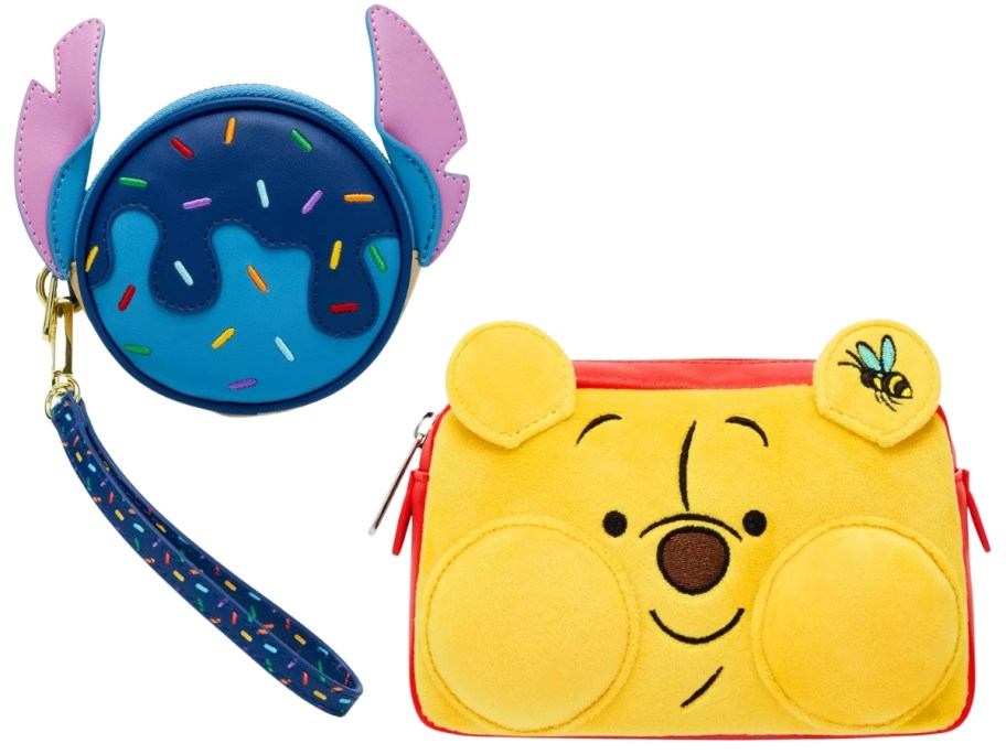 a Stitch ice cream coin purse and Winnie the Pooh cosmetic bag
