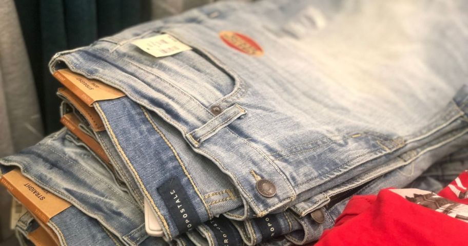 A stack of foldded Aeropostale Jeans