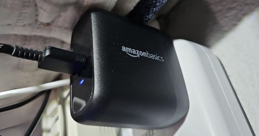 Amazon Basics 4-Port Wall Charger in wall