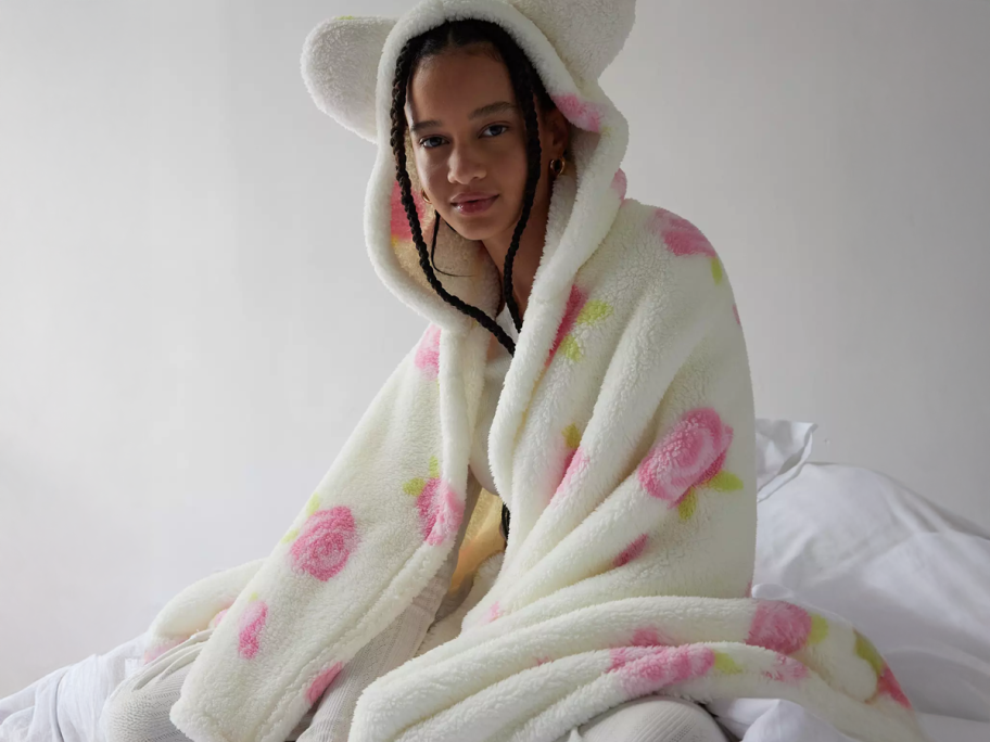 Animal Ear Throw w: Roses