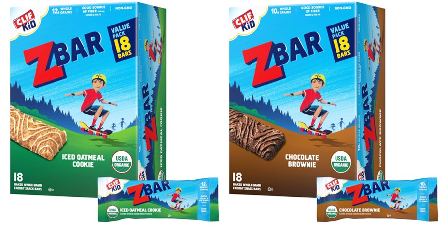 two boxes of CLIF Kids Zbars