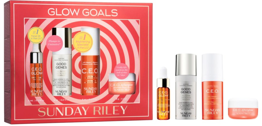 Sunday Riley skincare gift set with 4 mini products