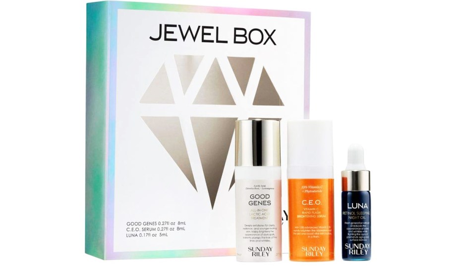 Sunday Riley skincare gift set with 3 mini products