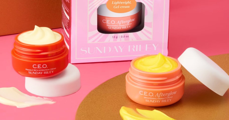 two orange Sunday Riley creams