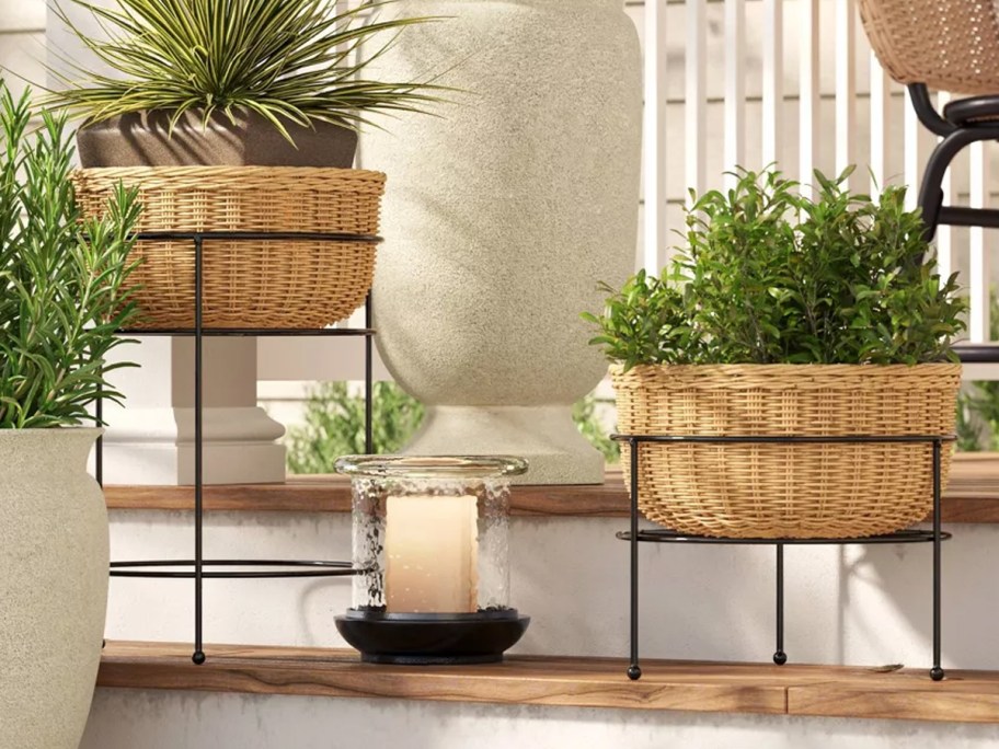 Threshold designed with Studio McGee Wicker:Metal Indoor Outdoor Plant Stands
