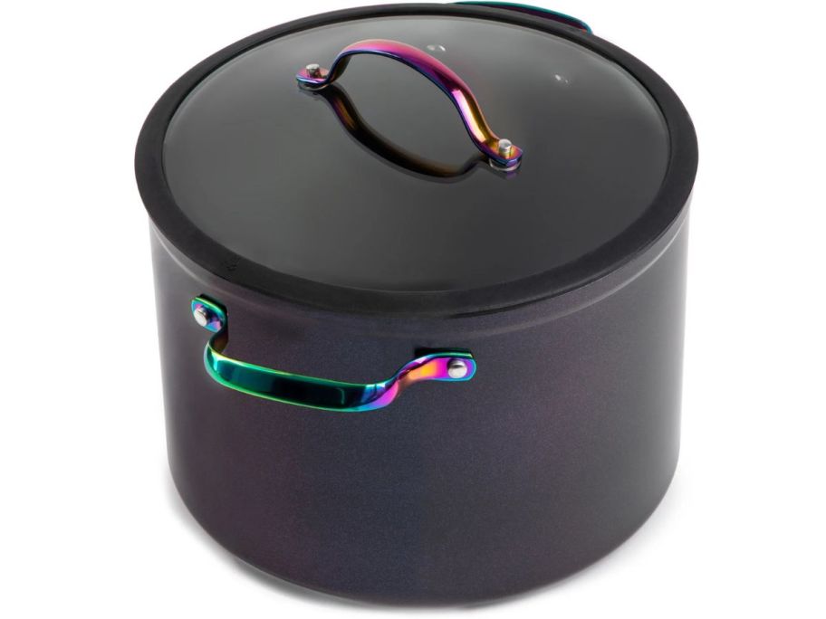 Thyme & Table Non-Stick 8-quart Stock Pot w/ Glass Lid - Rainbow 