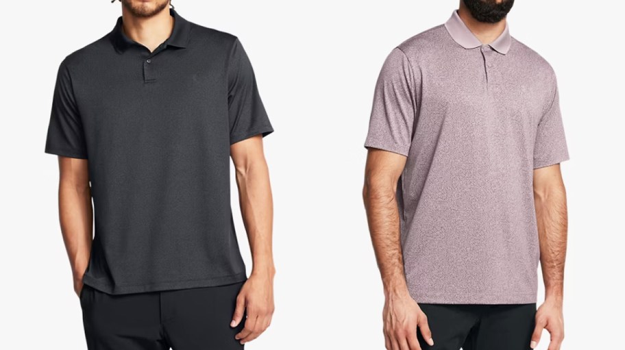 two men in black and grey polo shirts