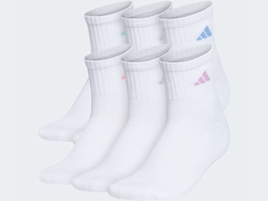 six adidas Women's Cushioned Sport High-Quarter socks