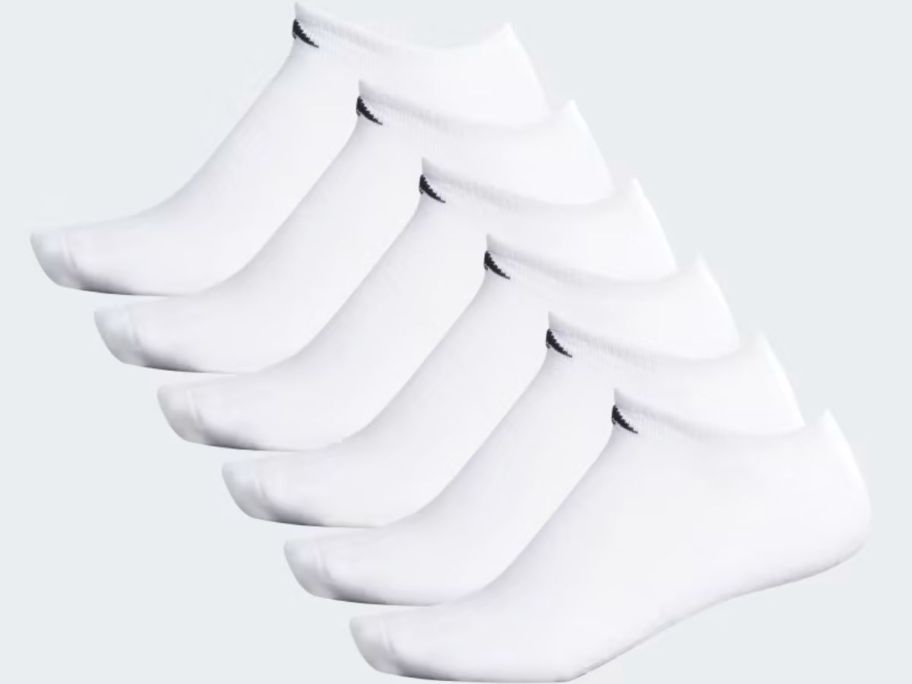 six adidas Men's Athletic Cushioned No-Show socks