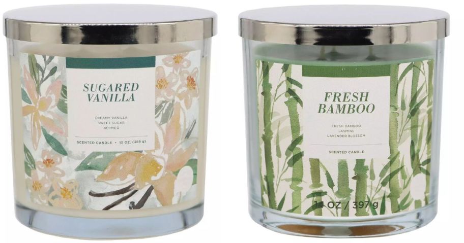 a sugared vanilla and a fresh bamboo sonoma goods for life candle stock image