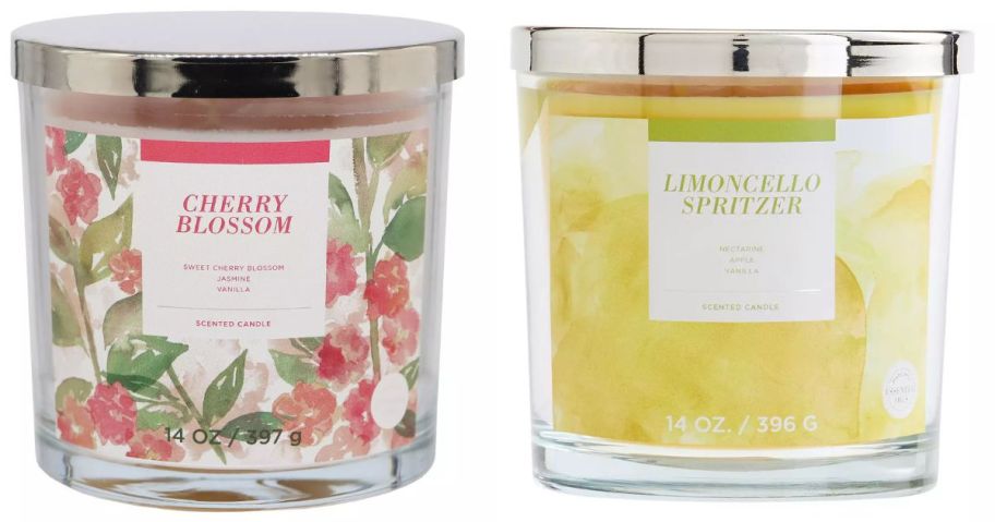 a cherry blossom and a limoncello spritzer sonoma goods for life candle stock image