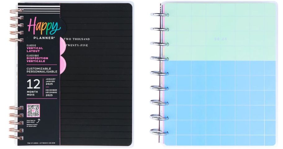 one black and one green and blue happy planner stock images