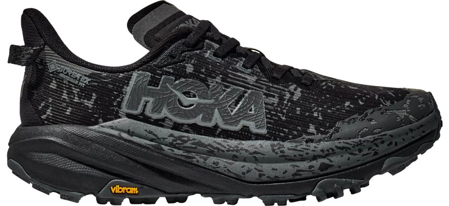 black and gray hoka shoe