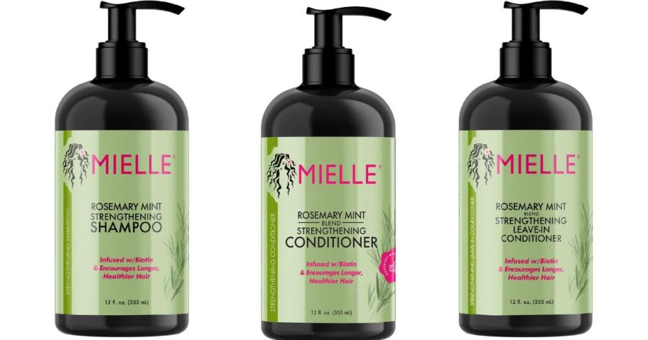 three bottles of mielle organics strengthening oil 