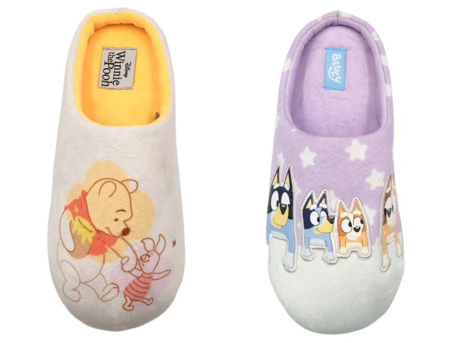 a winnie the pooh and bluey Ground Up Women's Character Slipper stock image