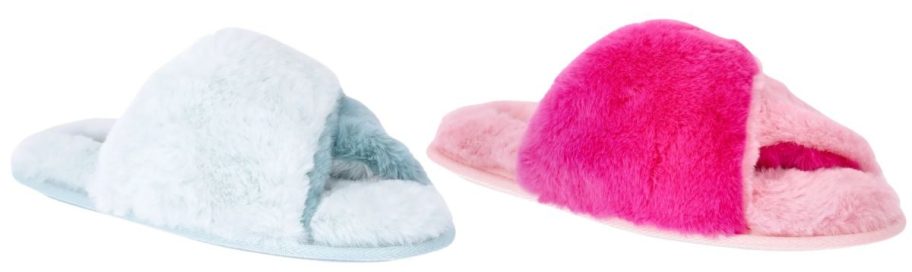 green and pink Rachel Roy Women's Crossband Slipper stock images